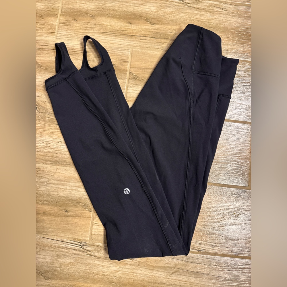 lululemon athletica Black foot strap leggings, high rise